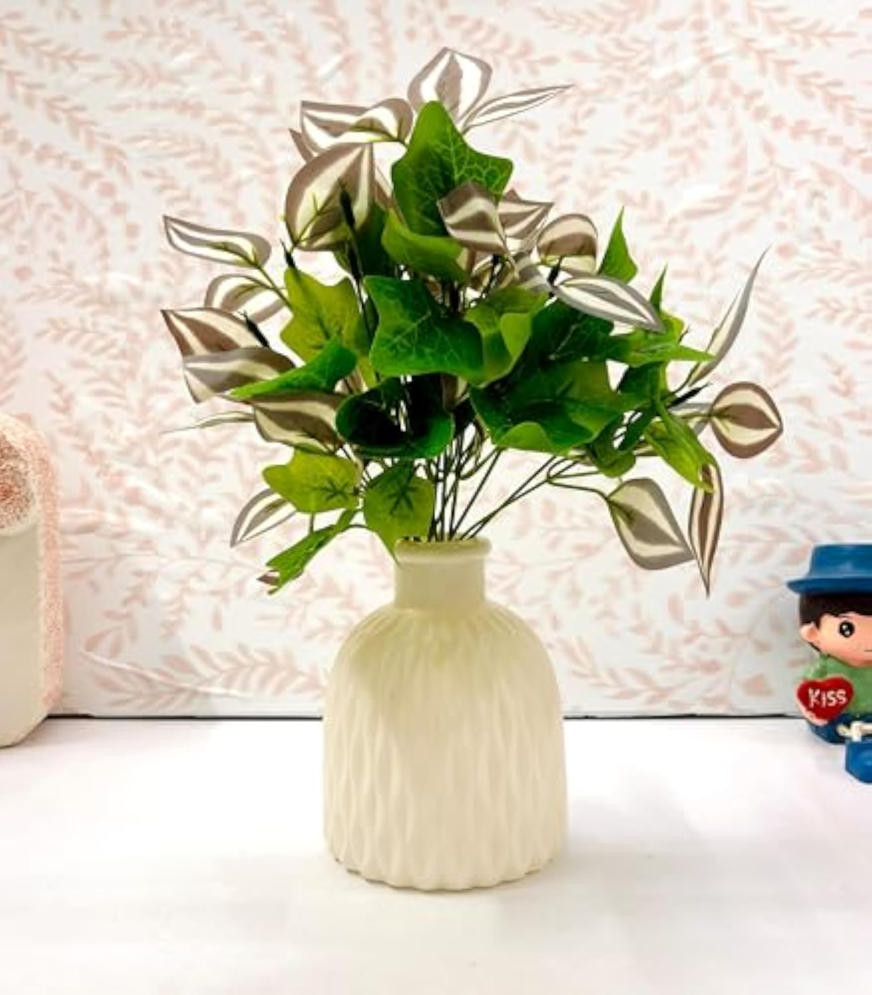 Artificial Plastic Vase with Money Plants, Home Decor